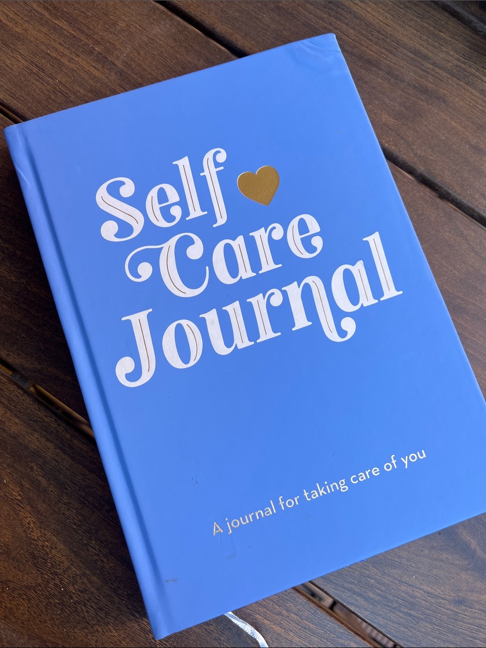 Self Care Journal — Blue Hardcover Wellness Notebook with Gold Heart